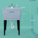 Tehila Standard Freestanding Grey Utility Sink with Chrome Finish Pull-Out Faucet - Side View