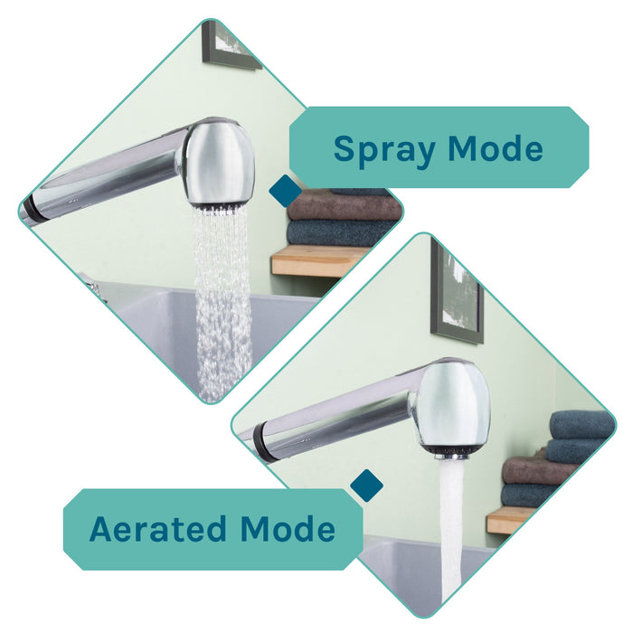 Tehila Standard Freestanding Grey Utility Sink with Chrome Finish Pull-Out Faucet - Close-Up