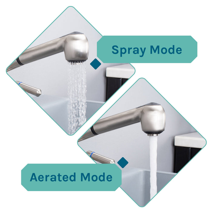 Tehila Standard Freestanding Grey Utility Sink with Stainless Steel Finish Pull-Out Faucet - Close-Up