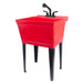 Tehila Standard Freestanding Red Utility Sink with Matte Black Finish Pull-Out Faucet