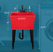 Tehila Standard Freestanding Red Utility Sink with Matte Black Finish Pull-Out Faucet - Side View