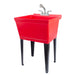Tehila Standard Freestanding Red Utility Sink with Stainless Steel Finish Pull-Out Faucet