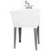 Tehila Standard Freestanding White Utility Sink with Stainless Steel Finish Pull-Out Faucet