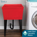 Tehila Standard Freestanding Red Utility Sink with Black Legs, No Supply Lines - Detail View