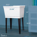 Tehila Standard Freestanding White Utility Sink with Black Legs, No Supply Lines - Side View