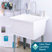 Tehila Standard Freestanding White Utility Sink with Grey Legs and Stainless Steel Finish Wide-set... - Detail View