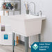 Tehila Standard Freestanding White Utility Sink with Grey Legs and Chrome Finish Wide-set Gooseneck Faucet... - Detail View