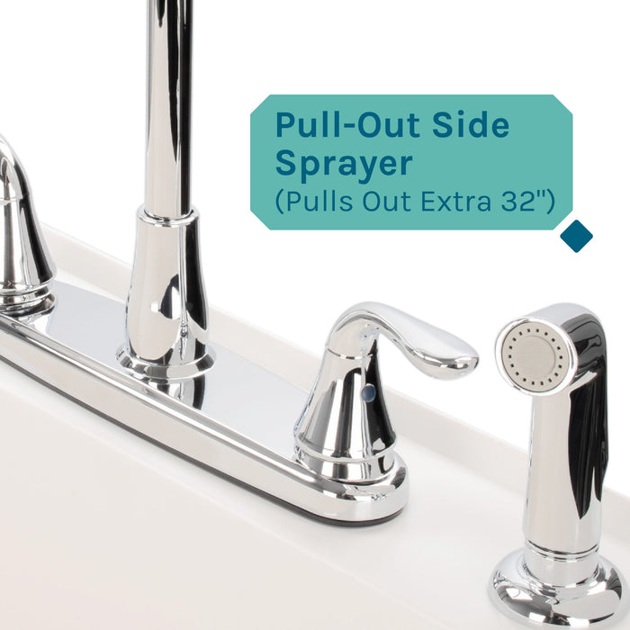 Tehila Standard Freestanding White Utility Sink with Grey Legs and Chrome Finish Wide-set Gooseneck... - Lifestyle View