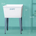 Tehila Standard Freestanding White Utility Sink with Grey Legs, Water Supply Lines Included - Side View