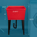 Tehila Standard Freestanding Red Utility Sink with Black Legs, Water Supply Lines Included - Side View