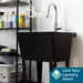 Tehila Standard Freestanding Black Utility Sink with Chrome Finish High-Arc Pull-Down Faucet - Detail View
