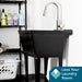 Tehila Standard Freestanding Black Utility Sink with Stainless Steel Finish High-Arc Pull-Down Faucet - Detail View