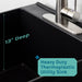Tehila Standard Freestanding Black Utility Sink with Stainless Steel Finish High-Arc Pull-Down Faucet - Dimensions