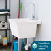 Tehila Standard Freestanding White Utility Sink with Chrome Finish High-Arc Pull-Down Faucet - Detail View