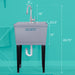 Tehila Standard Freestanding Grey Utility Sink with Chrome Finish High-Arc Pull-Down Faucet - Side View