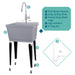 Tehila Standard Freestanding Grey Utility Sink with Chrome Finish High-Arc Pull-Down Faucet - View 9