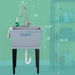 Tehila Standard Freestanding Grey Utility Sink with Stainless Steel Finish High-Arc Pull-Down Faucet - Side View