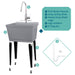 Tehila Standard Freestanding Grey Utility Sink with Stainless Steel Finish High-Arc Pull-Down Faucet - View 9