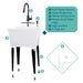 Tehila Standard Freestanding White Utility Sink with Black Finish High-Arc Pull-Down Faucet and Soap Dispenser - View 10