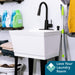 Tehila Standard Freestanding White Utility Sink with Black Finish High-Arc Pull-Down Faucet and Soap Dispenser - Detail View