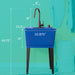 Tehila Standard Freestanding Blue Utility Sink with Black Finish High-Arc Pull-Down Faucet and Soap Dispenser - Side View