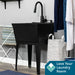 Tehila Standard Freestanding Black Utility Sink with Black Finish High-Arc Pull-Down Faucet and Soap Dispenser - Detail View