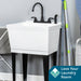 Tehila Standard Freestanding White Utility Sink with Black Legs and Black Finish Wide-set Gooseneck Faucet... - Detail View