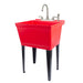 Tehila Standard Freestanding Red Utility Sink with Black Legs and Stainless Steel Finish Wide-set Gooseneck Faucet with...