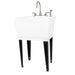Tehila Standard Freestanding White Utility Sink with Black Legs and Stainless Steel Finish Wide-set Gooseneck Faucet with...