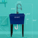 Tehila Standard Freestanding Blue Utility Sink with Black Finish High-Arc Coil Pull-Down Faucet - Side View