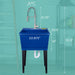 Tehila Standard Freestanding Blue Utility Sink with Stainless Steel Finish High-Arc Coil Pull-Down Faucet - Side View
