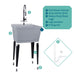 Tehila Standard Freestanding Grey Utility Sink with Black Finish High-Arc Coil Pull-Down Faucet - View 10