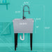 Tehila Standard Freestanding Grey Utility Sink with Black Finish High-Arc Coil Pull-Down Faucet - Side View