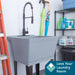 Tehila Standard Freestanding Grey Utility Sink with Black Finish High-Arc Coil Pull-Down Faucet - Detail View