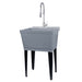 Tehila Standard Freestanding Grey Utility Sink with Stainless Steel Finish High-Arc Coil Pull-Down Faucet