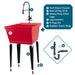 Tehila Standard Freestanding Red Utility Sink with Black Finish High-Arc Coil Pull-Down Faucet - View 10