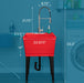 Tehila Standard Freestanding Red Utility Sink with Stainless Steel Finish High-Arc Coil Pull-Down Faucet - Side View