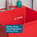 Tehila Standard Freestanding Red Utility Sink with Stainless Steel Finish High-Arc Coil Pull-Down Faucet - Features