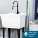 Tehila Standard Freestanding White Utility Sink with Black Finish High-Arc Coil Pull-Down Faucet - Detail View