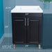 Tehila Black Vanity Cabinet and White Utility Sink, No Supply Lines, No Strainer Basket - Side View