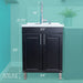 Tehila Black Vanity Cabinet and White Utility Sink with Chrome Finish High-Arc Pull-Down Faucet - Side View