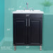 Tehila Black Vanity Cabinet and White Utility Sink with Chrome Finish Pull-Out Faucet - Side View