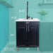 Tehila Black Vanity Cabinet and White Utility Sink with Black Finish High-Arc Coil Pull-Down Faucet - Side View