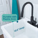 Tehila White Vanity Cabinet and White Utility Sink with Black Finish High-Arc Pull-Down Faucet - Close-Up