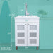 Tehila White Vanity Cabinet and White Utility Sink with Chrome Finish High-Arc Pull-Down Faucet - Side View