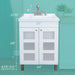 Tehila White Vanity Cabinet and White Utility Sink with Stainless Steel Finish Pull-Out Faucet - Side View