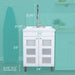 Tehila White Vanity Cabinet and White Utility Sink with Stainless Steel Finish High-Arc Coil Pull-Down Faucet - Side View
