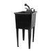 Tehila Space Saver Freestanding Black Utility Sink with Black Finish Pull-Out Faucet