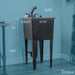 Tehila Space Saver Freestanding Black Utility Sink with Black Finish Pull-Out Faucet - Side View