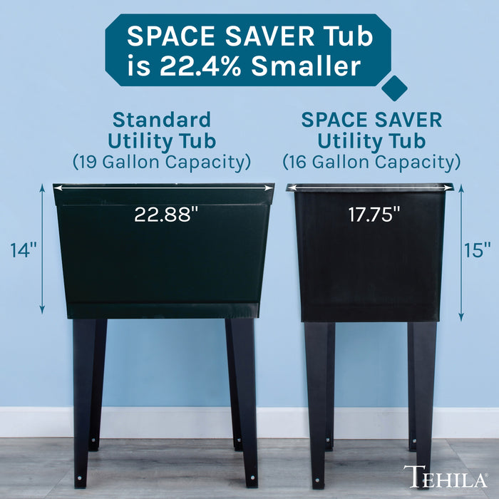 Tehila Space Saver Freestanding Black Utility Sink with Stainless Steel Finish Pull-Out Faucet - Close-Up